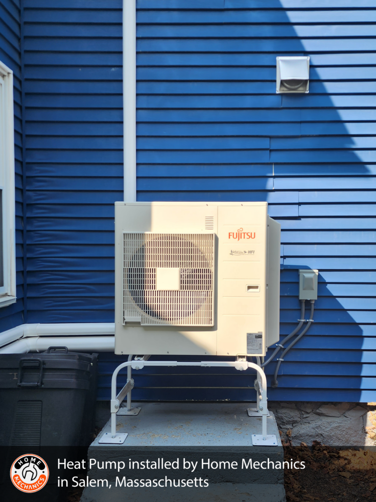 Heat pump installed by Home Mechanics at a home in Salem, Mass