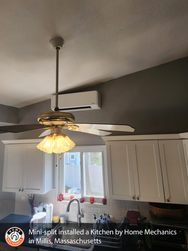 Mini-split we installed in a kitchen in Millis, Massachusetts